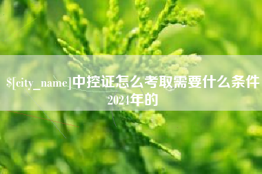 五家渠中控证怎么考取需要什么条件2024年的