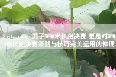 五家渠男子5000米长跑决赛-更是对5000米长跑决赛策略与技巧完美运用的体现